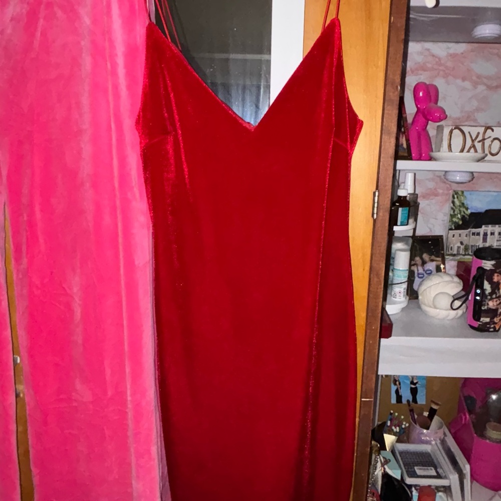 Elegant Red Velvet Dress